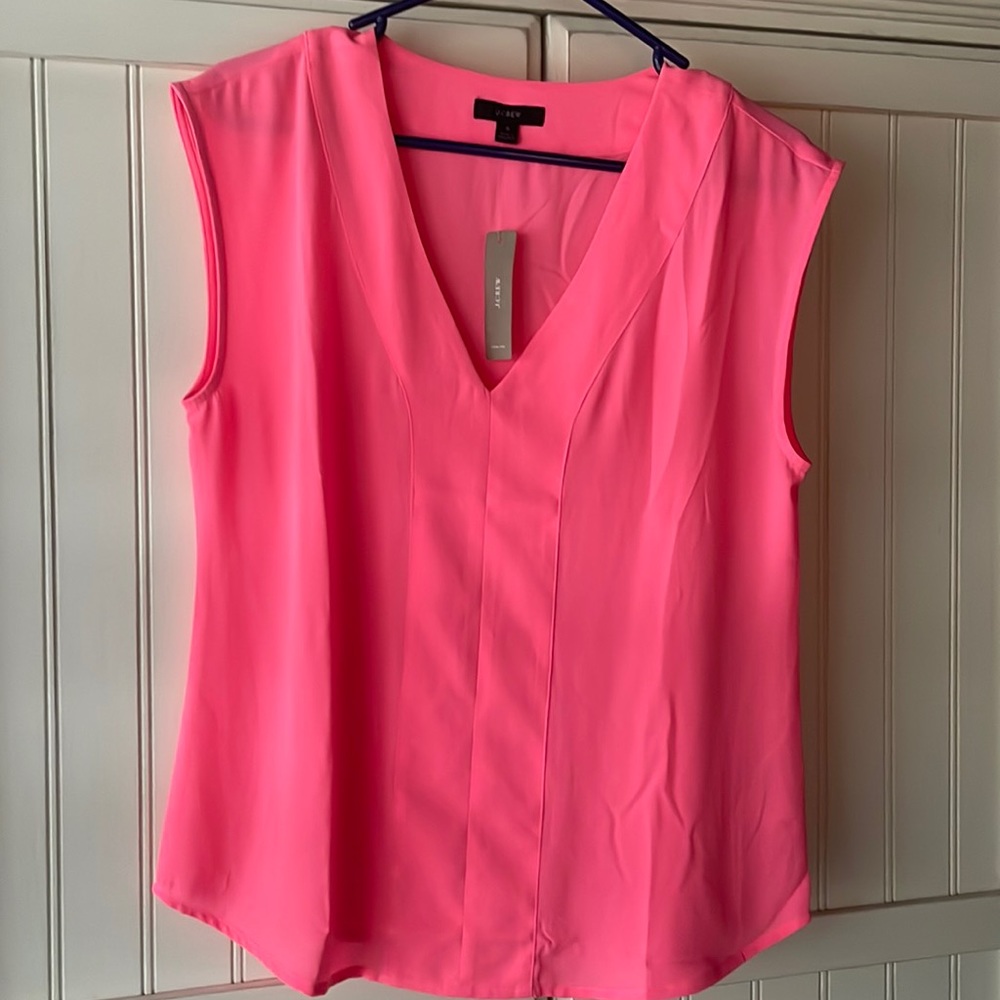 Size small J Crew sleeveless pink blouse. New with tags
